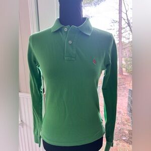 RL Polo long sleeve green skinny polo size M